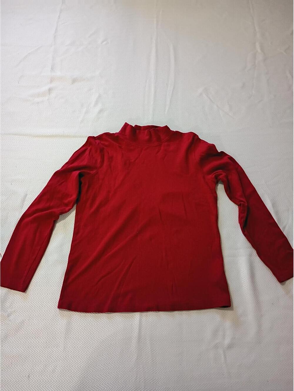 St. John's Bay Classic Red Cotton Long Sleeve Shirt Size L